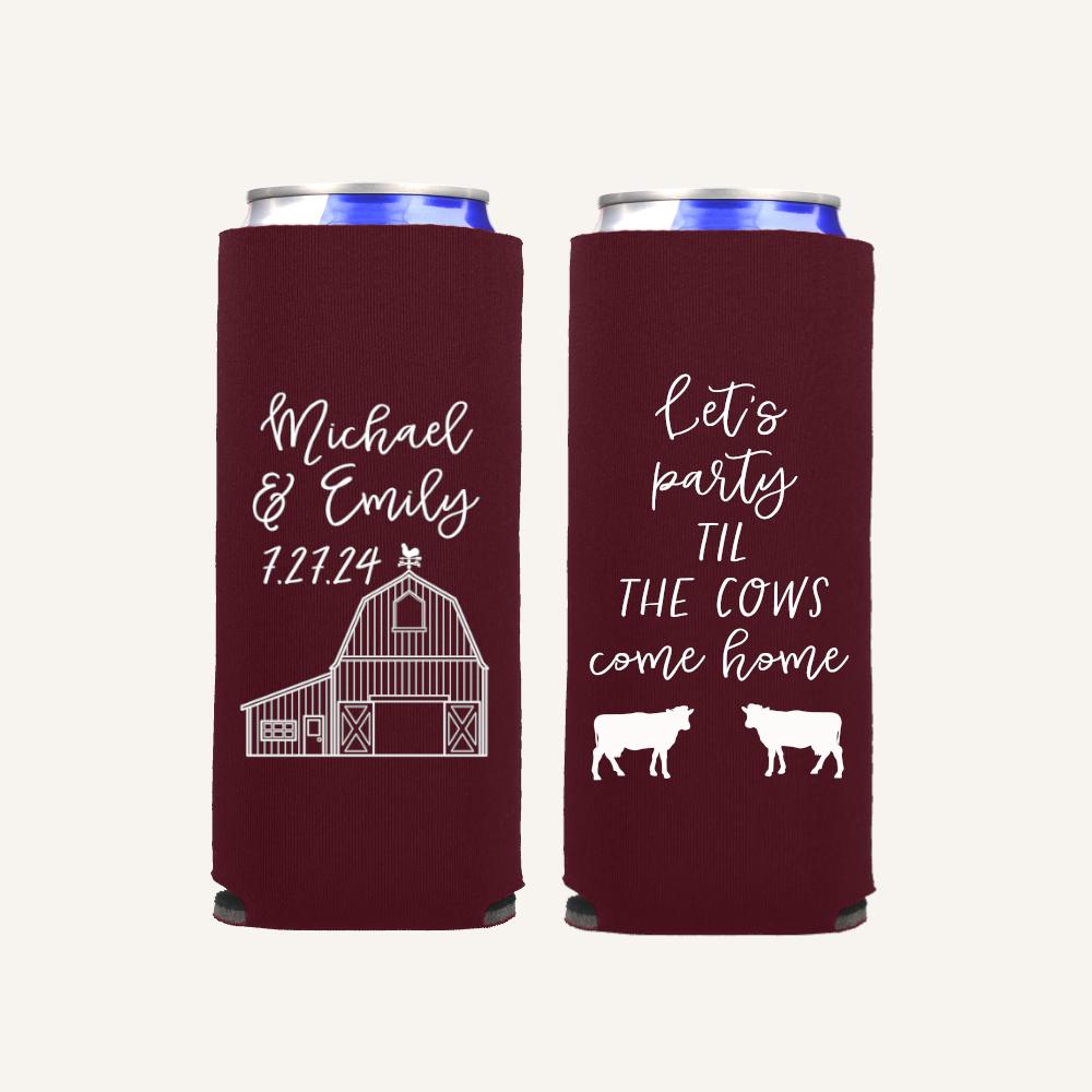 Barn Wedding Slim Can Coolers