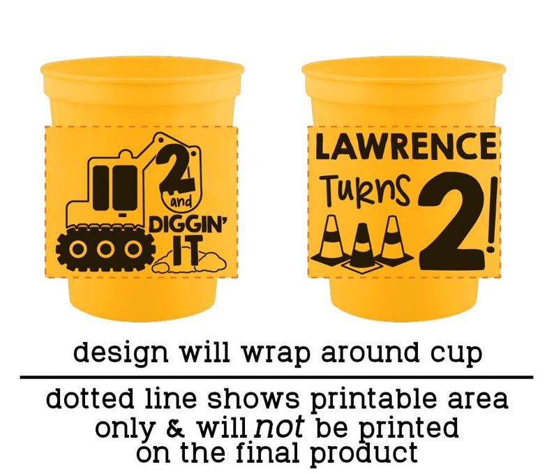 Excavator Birthday Party Cups | Construction Trucks Birthday Party Cups | Kids Construction Party Supplies | Kids Party Decorations | 16 oz afbeelding 5