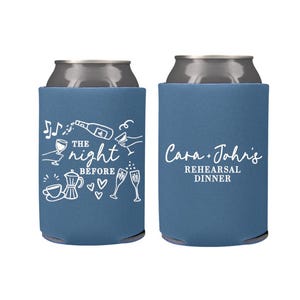 The Night Before Rehearsal Dinner Party Can Coolers | Minimalist Modern Wedding Favors | Rehearsal Party | Wedding Weekend Welcome Party
