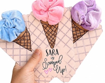 Velvet Scrunchie Bridal Shower Favors: Scooped Up Ice Cream Theme Party