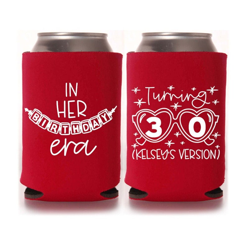 Milestone Birthday Party Era Can Coolers Bday Favors, 40th Birthday, 30th Birthday, 50th Birthday, 60th Birthday. 21st Birthday image 1