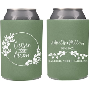 Eucalyptus Garden Wedding Favors | Custom Personalized Wedding Can Coolers | Outdoor Wedding | Wedding Greenery | Garden Party Wedding Ideas