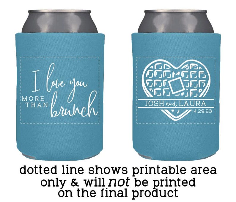 Brunch Wedding Favors Personalized | Waffles and Mimosa Brunch Can Coolers for Morning Reception or Sunrise Ceremony immagine 8