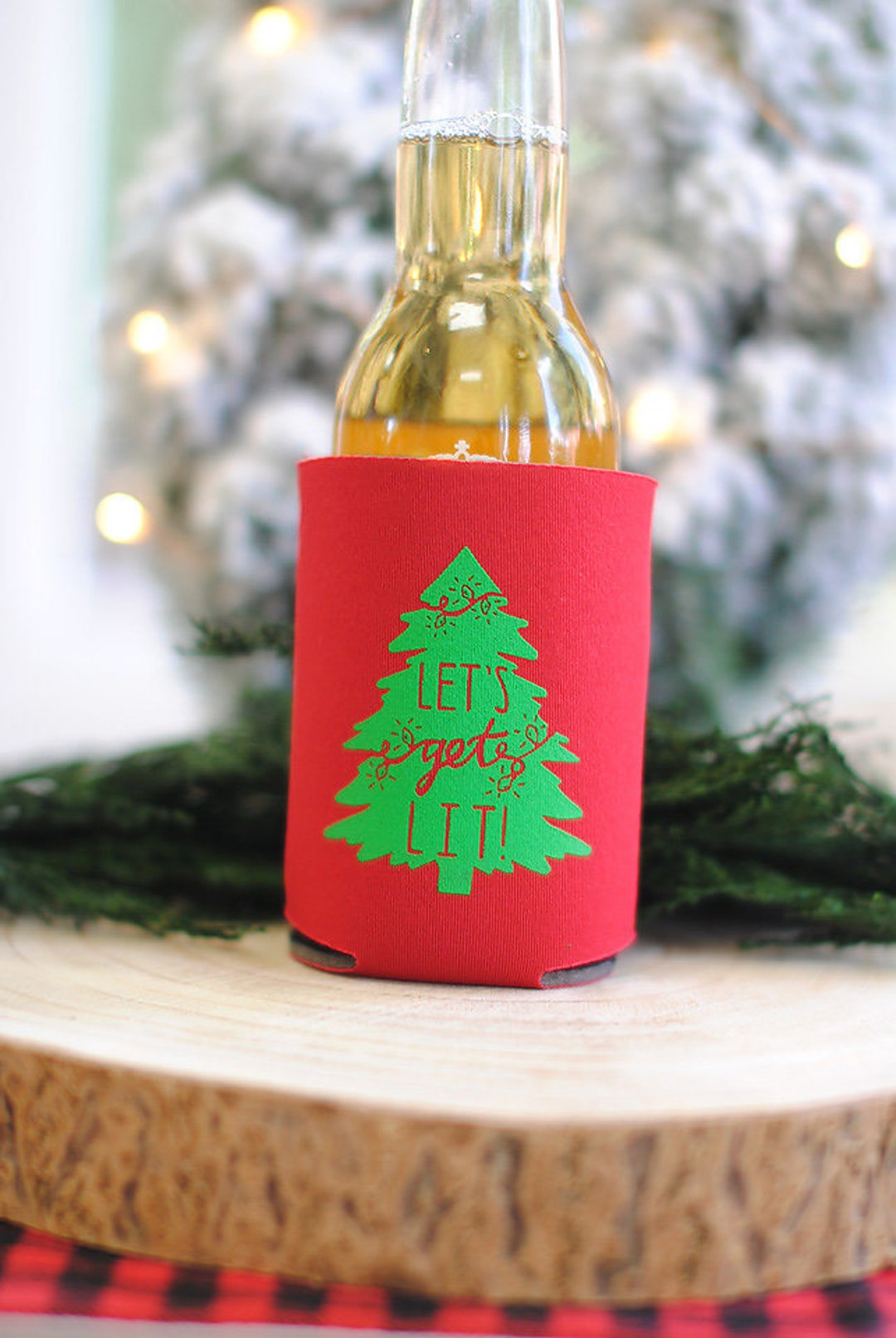 Christmas Can Cooler, Family Christmas Party, Let's Get Lit, Christmas Day Can  Cooler, Beverage Can Holder, Stocking Stuffer, Beer Hugger 