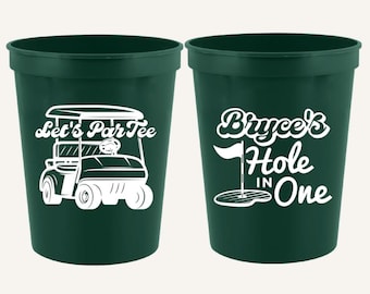 Hole in One Golf 1st Birthday Party Cups | Let's Par Tee First Birthday Favors
