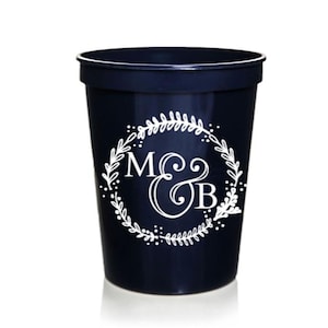 Wedding Favors - Wedding Party Cups, Personalized Wedding Cups, Reception Favors for Guests, Wedding Monogram, 16 oz. Stadium Cups Cup