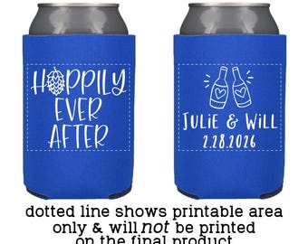 Hoppily Ever After Brewery Wedding Favors | Custom Can Coolers for