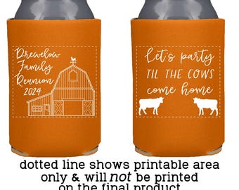 Custom Barn Wedding Can Coolers | Personalized Rustic Cattle Farm