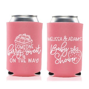 Strawberry Baby Shower Can Coolers: Berry Sweet Party Favors