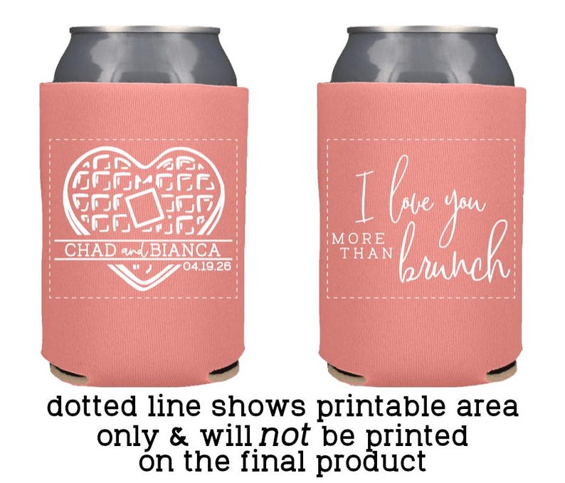 Brunch Wedding Favors Personalized | Waffles and Mimosa Brunch Can Coolers for Morning Reception or Sunrise Ceremony immagine 5
