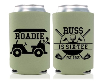 Personalized Golf Birthday Party Favors: Let's ParTee Roadie Custom Can Coolers