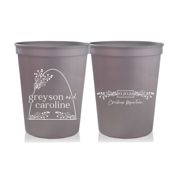 Modern Wedding Party Cups | Wedding Favors | Wedding Reception Cups |  Floral Wedding Cups | Wedding Shower Cups | Rehearsal Cups | 16oz