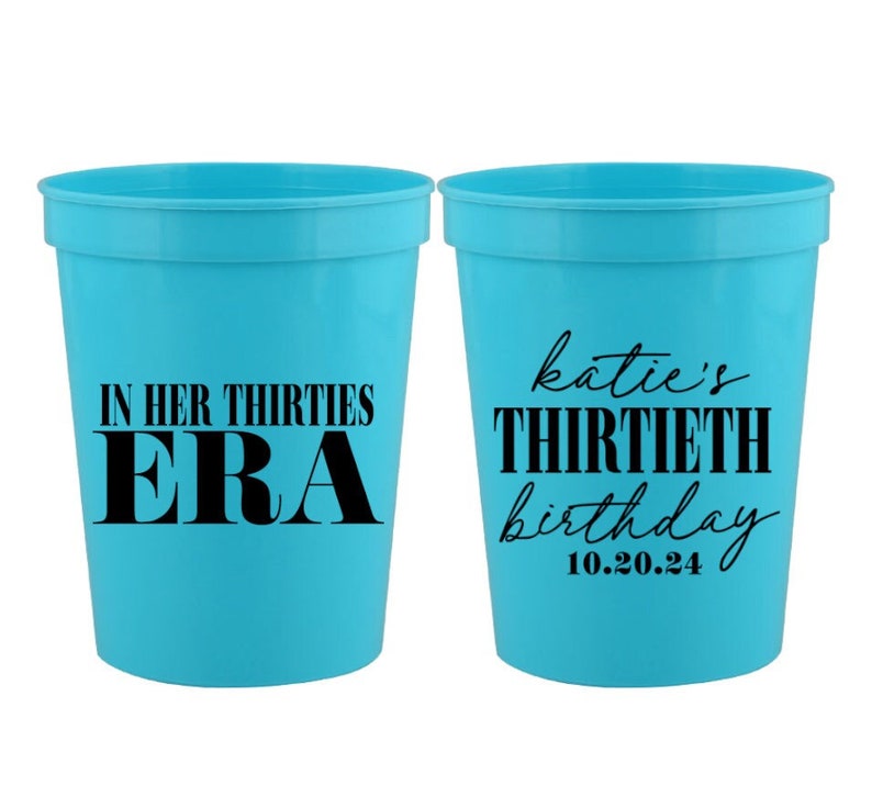 Milestone Birthday Party Era Party Cups Birthday Favors, 40th Birthday, 30th Birthday, 50th Birthday, 60th Birthday, 21st Birthday 16 oz image 1