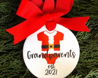 We're Expecting Baby Christmas Ornament - Grandparents Baby Announcement Christmas Ornament - Pregnancy Announcement - Pregnancy Ornament