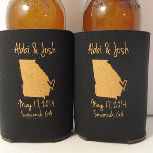 Personalized City and State Wedding Can Coolers Wedding Favors for Guests, Destination Weddings, Welcome Bag Ideas, Beer Coolers image 5