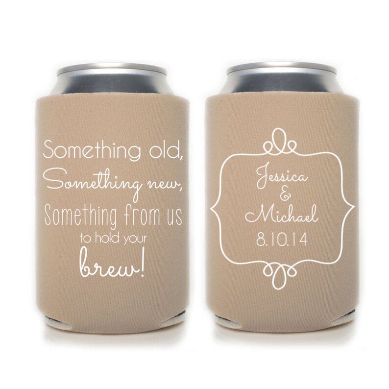 Something Old, Something New Personalized Wedding Can Coolers Wedding Favors for Guests, Welcome Bag Ideas, Fun Wedding Sayings image 1