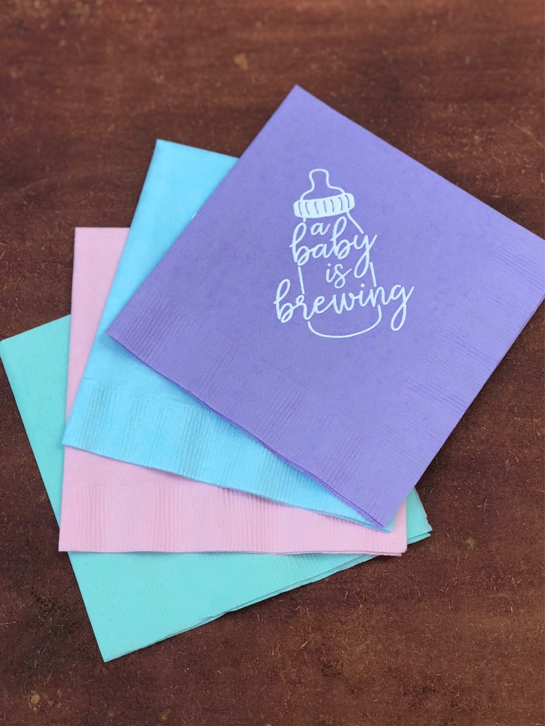 A Baby Is Brewing Baby Shower Cocktail Napkins Coed Baby Etsy A Baby Is Brewing Baby Shower Cocktail Napkins Coed Baby Etsy