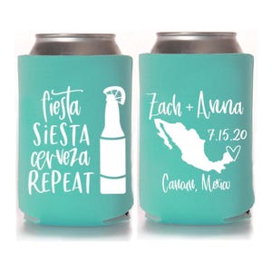 Mexico Destination Wedding Can Coolers | Mexican Wedding Favors | Cabo Wedding | Tropical Beach Wedding Coolies | Cancun Mexico Favors