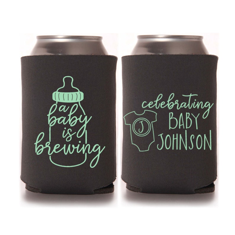 Baby Shower Favors A Baby is Brewing Personalized Can Coolers Beer Insulators Stubby Holders Coed Gender Reveal Party Gifts