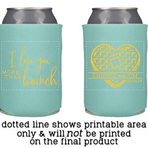Brunch Wedding Favors Personalized | Waffles and Mimosa Brunch Can Coolers for Morning Reception or Sunrise Ceremony immagine 12