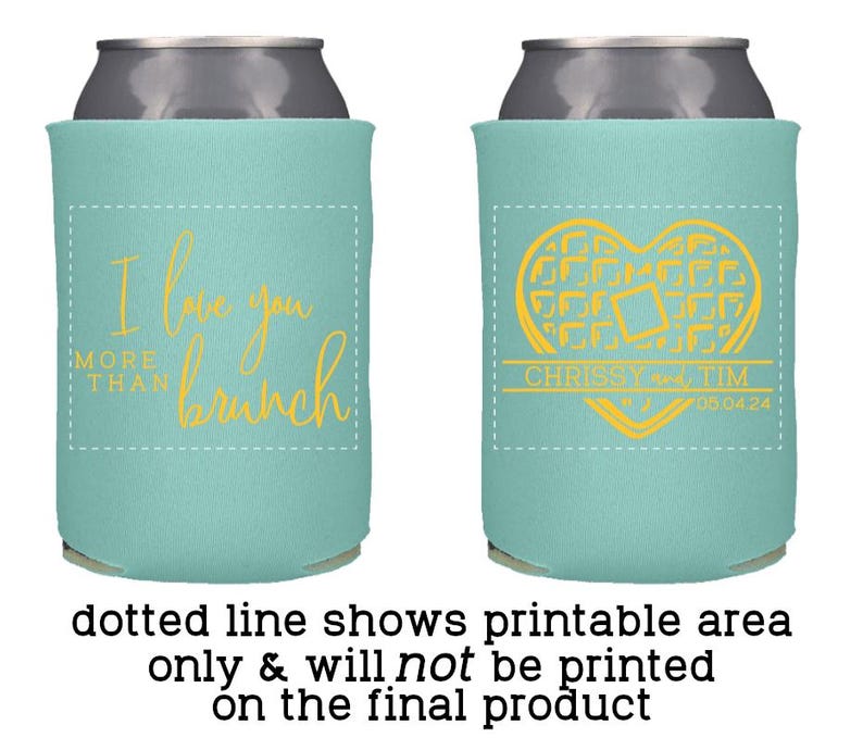 Brunch Wedding Favors Personalized | Waffles and Mimosa Brunch Can Coolers for Morning Reception or Sunrise Ceremony immagine 12