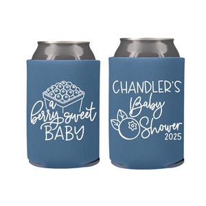 Blueberry Berry Sweet Baby Shower Can Coolers: Blueberry Party Favors