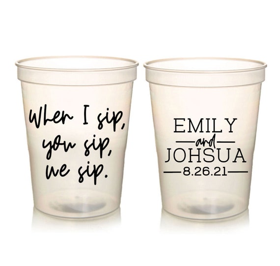 Wedding Favors - Wedding Party Cups, Personalized Wedding Cups, Reception Favors for Guests, Wedding Monogram, 16 oz. Stadium Cups Cup