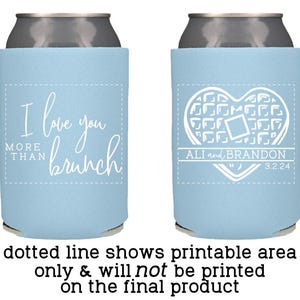 Brunch Wedding Favors Personalized | Waffles and Mimosa Brunch Can Coolers for Morning Reception or Sunrise Ceremony immagine 9