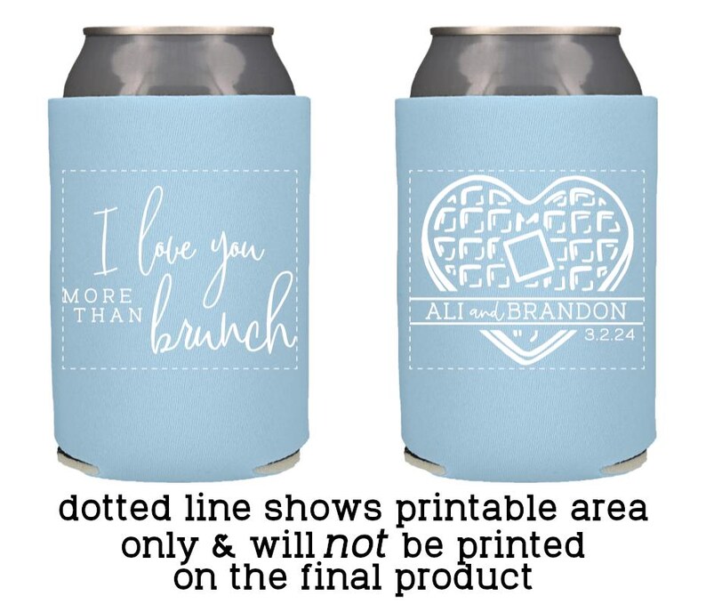 Brunch Wedding Favors Personalized | Waffles and Mimosa Brunch Can Coolers for Morning Reception or Sunrise Ceremony immagine 9