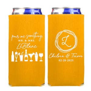 New Orleans Wedding Can Coolers | New Orleans Wedding Favors | Louisiana | NOLA Wedding | Pour Me Something Mr. and Mrs. | 12oz Slim Seltzer