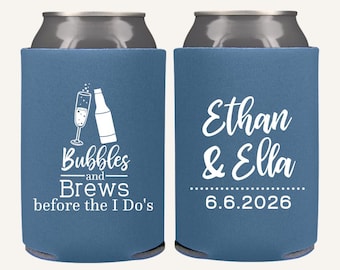 Bubbles & Brews Before I Do's Wedding Can Coolers for Wedding Weekend, Engagement, Rehearsal Dinner, and Welcome Party Favors
