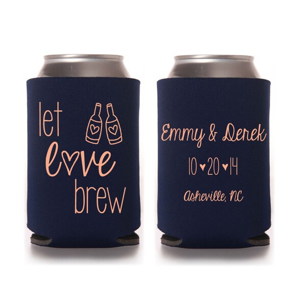 Fall Wedding Favors Personalized Rustic Mountain Wedding Can Coolers Destination Favors for Guests Stubby Holders Wedding Coolies
