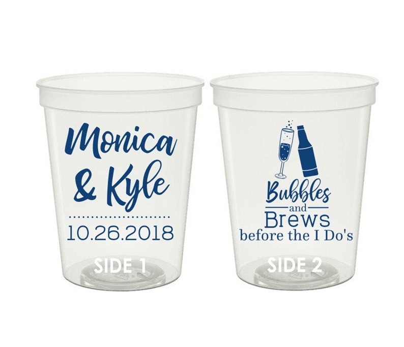 Bubbles and Brews Before the I Do's Personalized Pre-Wedding Weekend Cups | Rehearsal Dinner & Welcome Party | 16oz Stadium image 4