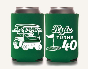 Let's Par-Tee Golf Birthday Can Coolers | Personalized Golf Party Favors