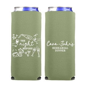 The Night Before Rehearsal Dinner Party Slim Can Coolers for Seltzers | Minimalist Wedding Welcome Party Favors | Rehearsal Party | 12oz