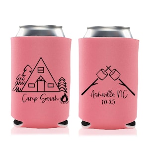 Glamping Camping Trip Can Coolers | Birthday Camping Trip Favors | Camping Birthday Party | Camping Bachelorette Favors | Camping Vacation
