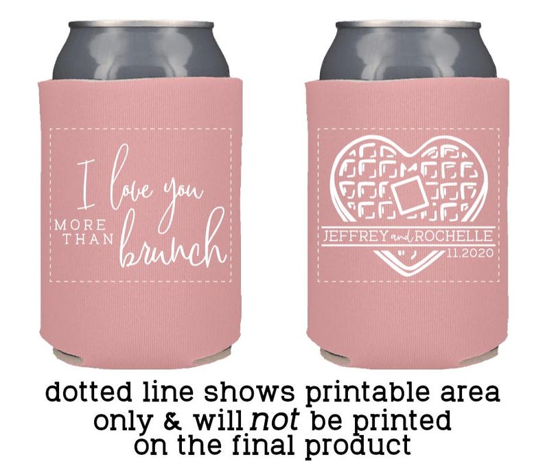 Brunch Wedding Favors Personalized | Waffles and Mimosa Brunch Can Coolers for Morning Reception or Sunrise Ceremony immagine 6