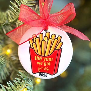 The Year We Got Fries IVF Journey Ceramic Ornament | IVF Gift | Infertility Support Keepsake | Personalized Year | Christmas Tree Ornament
