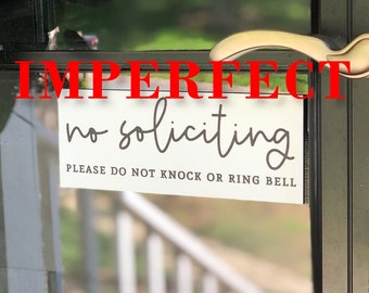 OOPS IMPERFECT No Soliciting Metal Outdoor Door Sign, calligraphy signs, no soliciting signs