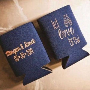 Let Love Brew Personalized Wedding Can Coolers Custom Wedding Welcome Bag Favors for Guests in Bulk, Destination Fall Rustic Wedding Ideas image 8