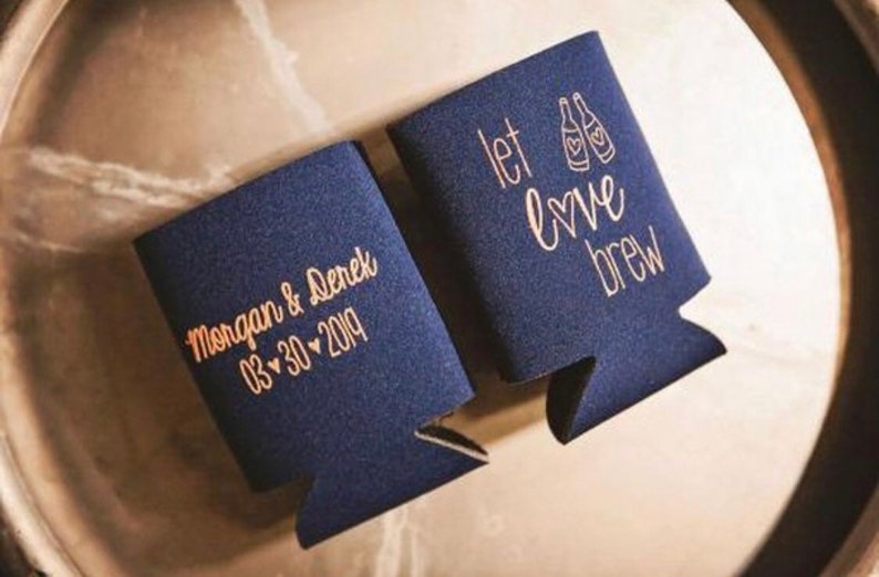 Let Love Brew Personalized Wedding Can Coolers Custom Wedding Welcome Bag Favors for Guests in Bulk, Destination Fall Rustic Wedding Ideas image 8