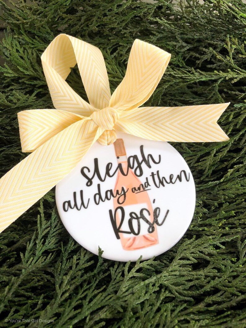 Rosé Wine Christmas Ornament Christmas Ornaments Sleigh All Etsy
