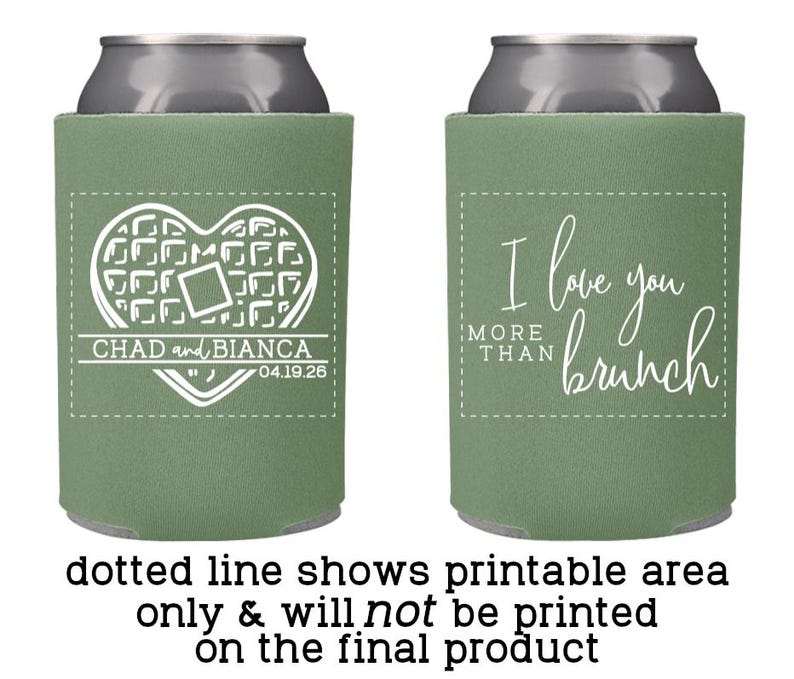 Brunch Wedding Favors Personalized | Waffles and Mimosa Brunch Can Coolers for Morning Reception or Sunrise Ceremony immagine 10