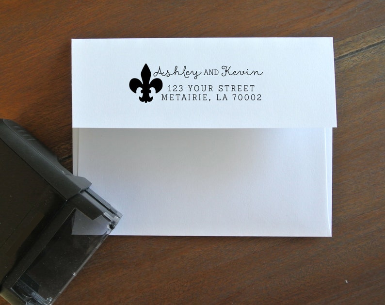 Custom Fleur De Lis Return Address Stamp for Save the Dates Etsy