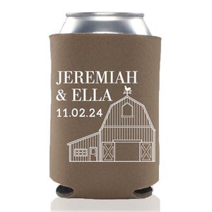 Barn Wedding Can Coolers: Rustic Farm Wedding Favors Custom Cows Come Home Southern Reception