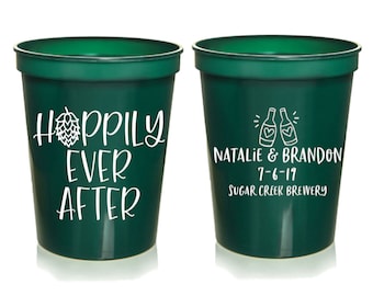 Hoppily Ever After Brewery Wedding Favors | Custom Can Coolers for