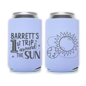 First Trip Around the Sun 1st Birthday Can Coolers | Space-Themed Party Favors