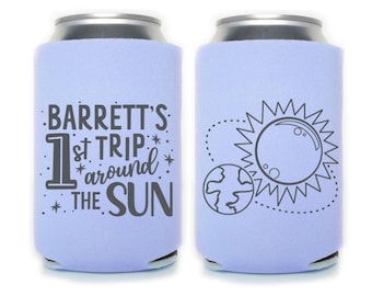 First Trip Around the Sun 1st Birthday Can Coolers | Space-Themed Party Favors