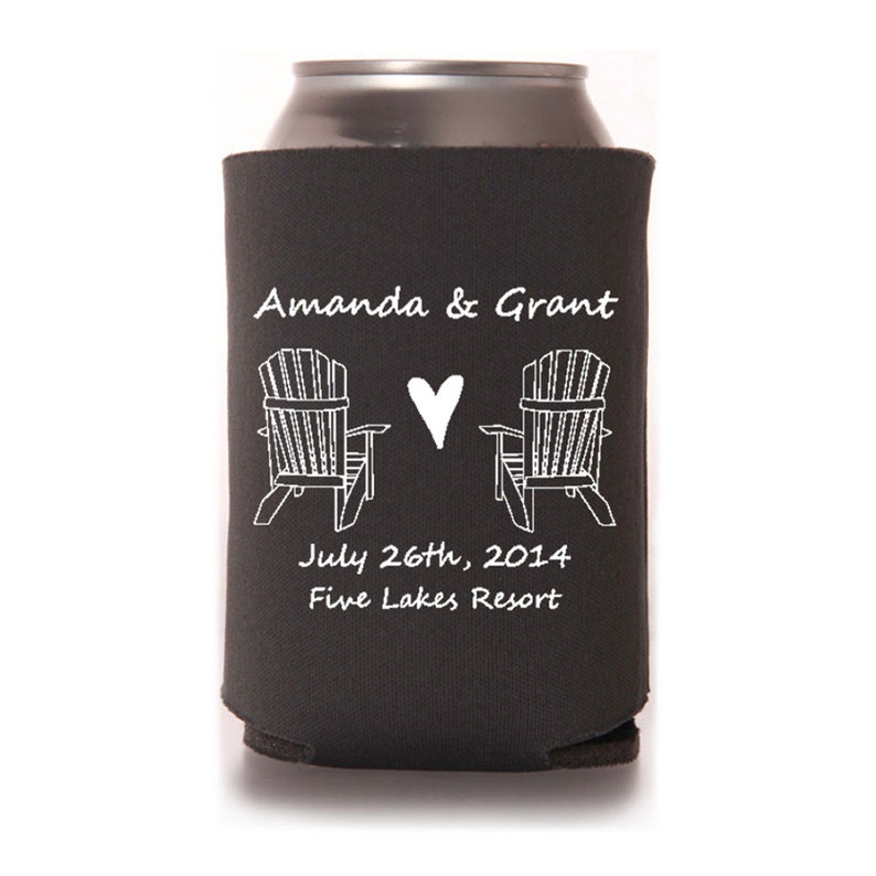 Rustic Wedding Beach Wedding Favors Fall Wedding Favors for Guests Adirondack Chairs Nautical Mountain Personalized Wedding Can Coolers