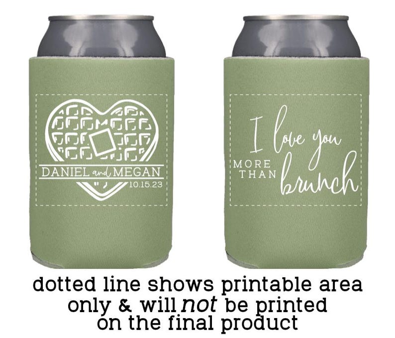 Brunch Wedding Favors Personalized | Waffles and Mimosa Brunch Can Coolers for Morning Reception or Sunrise Ceremony immagine 11